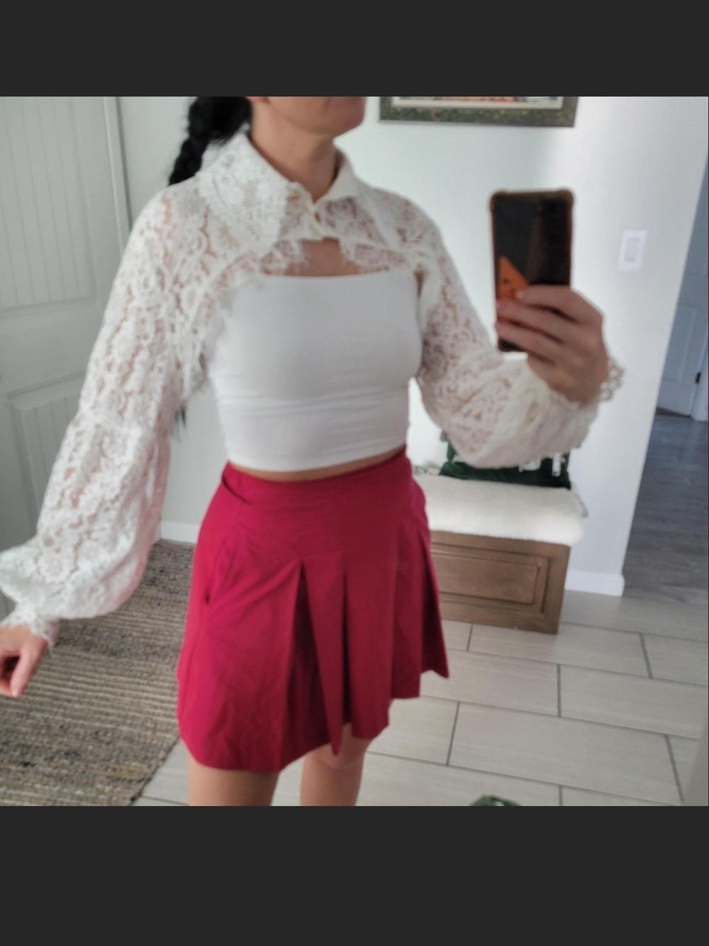 White Lace Crop Top